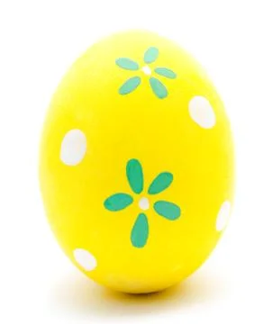 Painted yellow easter egg isolated Stock Photos