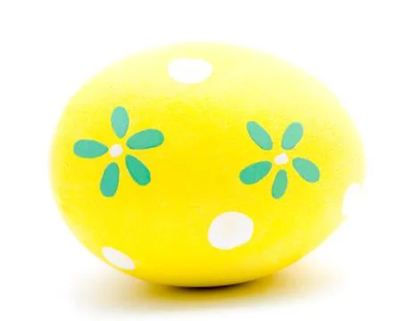 Painted yellow easter egg isolated Stock Photos