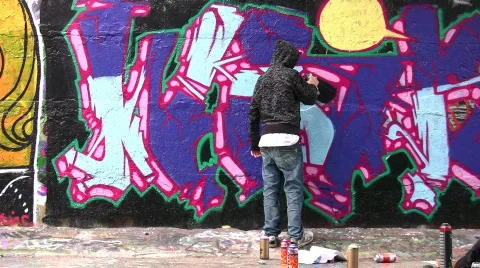 Painter and graffiti Stock Footage 269593
