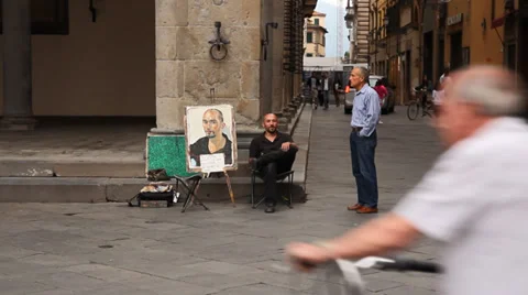 Painter and his work Stock Footage 31739740