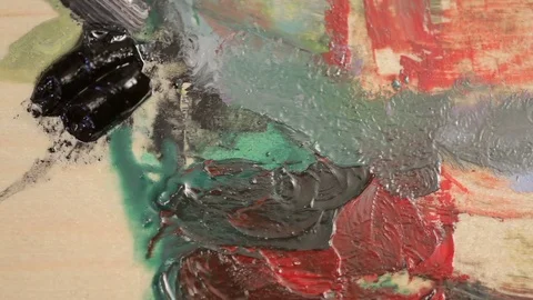 Painter Applying Oil On Canvas Stock Footage 83909972