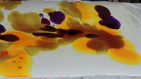 Painter In Art Studio ink and Paint Brushes Stock Footage 71966535