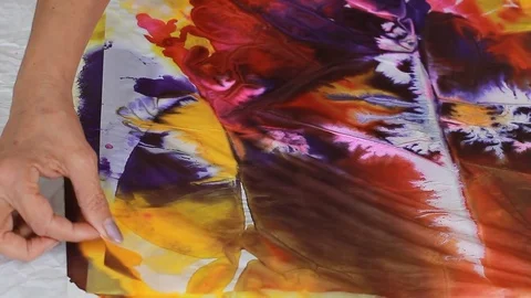 Painter In Art Studio ink and Paint Brushes Stock Footage 71966618