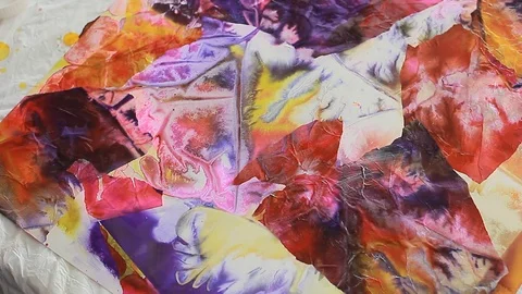 Painter In Art Studio ink and Paint Brushes Stock Footage 71966695