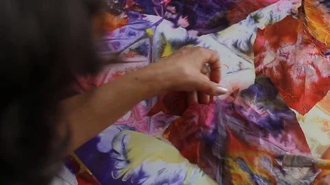 Painter In Art Studio ink and Paint Brushes Stock Footage 71966848