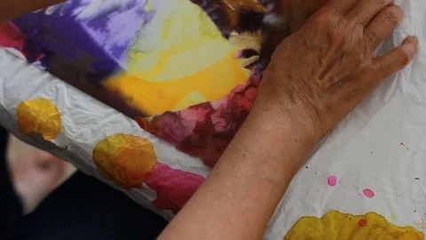 Painter In Art Studio ink and Paint Brushes Stock Footage 71967085