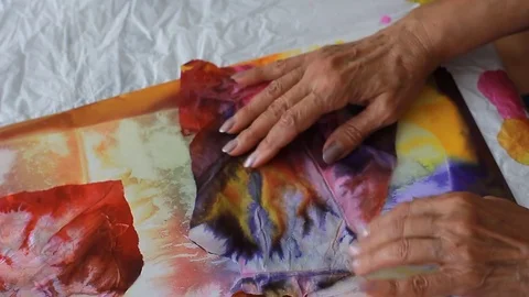 Painter In Art Studio ink and Paint Brushes Stock Footage 71967107
