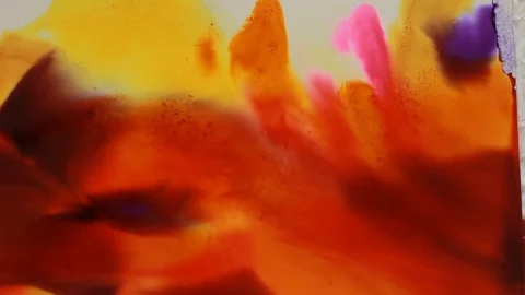 Painter In Art Studio ink and Paint Brushes Stock Footage 71967369