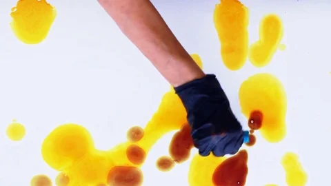 Painter In Art Studio ink and Paint Brushes Stock Footage 71967403