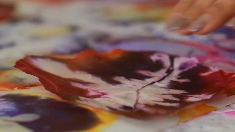 Painter In Art Studio ink and Paint Brushes Stock Footage 71967900