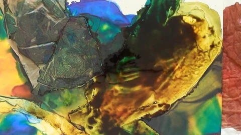Painter In Art Studio ink and Paint Brushes Stock Footage 71968197