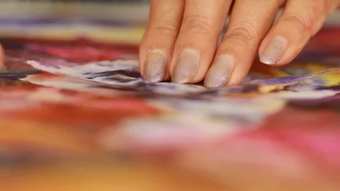 Painter In Art Studio ink and Paint Brushes Stock Footage 71968215