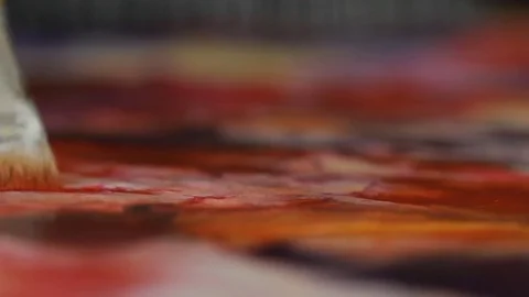 Painter In Art Studio ink and Paint Brushes Stock Footage 71968418