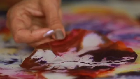Painter In Art Studio ink and Paint Brushes Stock Footage 71968447