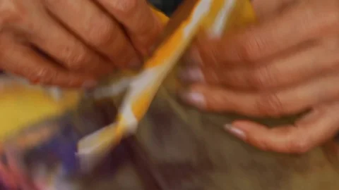 Painter In Art Studio ink and Paint Brushes Stock Footage 71968517