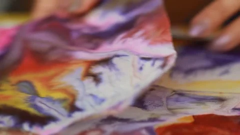 Painter In Art Studio ink and Paint Brushes Stock Footage 71968576