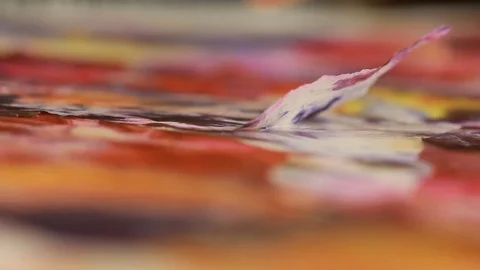 Painter In Art Studio ink and Paint Brushes Stock Footage 71968978