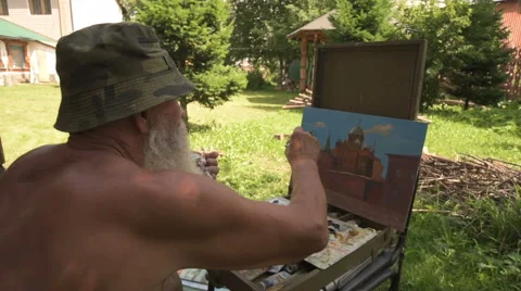 Painter artist posing Stock Footage 65643614