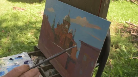 Painter artist posing Stock Footage 65644960