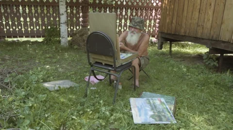 Painter artist posing Stock Footage 65648539