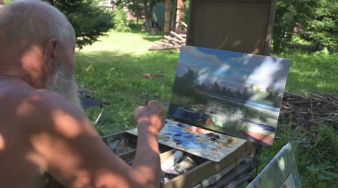 Painter artist posing Stock Footage 65651006