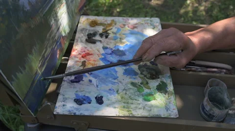 Painter artist posing Stock Footage 65652168