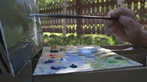 Painter artist posing Stock Footage 65653035