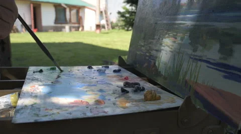 Painter artist posing Stock Footage 65653958