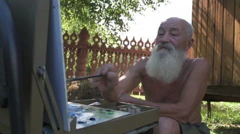 Painter artist posing Stock Footage 65655079