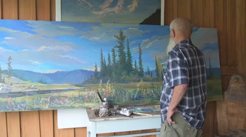 Painter artist posing Video stock 66325388