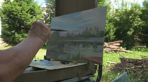 Painter artist posing. Timelapse Stock Footage 65668596