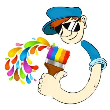 Painter with brush and paint Stock Illustration