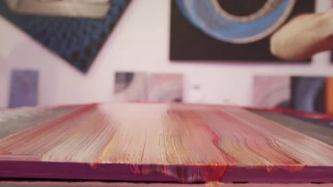 Painter brush hand desk one two Stock Footage 155241427