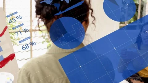 Painter brushing red on canvas, causing charts sliding across art studio, Stock Footage 333774836
