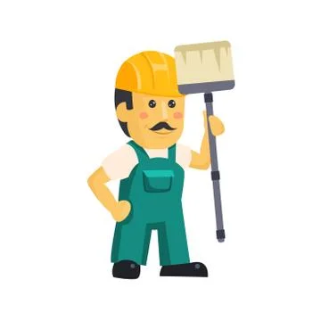 Painter Builder worker  characters with painting equipmen Illustrazione stock