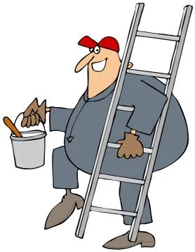 Painter carrying a ladder Stock Illustration