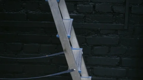 Painter Climbed the Stairs and Took a Jar With Black Paint. Stock-Footage 86236079