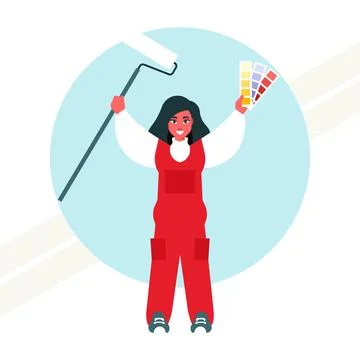 Painter-with-color-palette Illustrazione stock