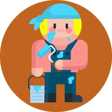 Painter Construction Character Icon Isolated Vector Illustration vector illus Stock-Illustration