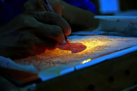 Painter create framework of art Foto stock