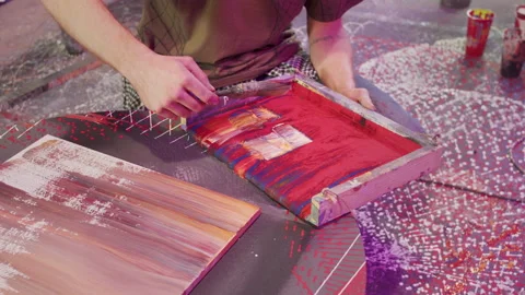 A painter is creation a picture Stock Footage 155904894