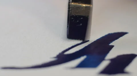 Painter drawing calligraphy artwork macro Stock Footage 59221429