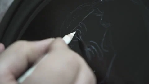 A painter is drawing human silhouette on pot. 4K Footage in Turkey Stock Footage 147444516