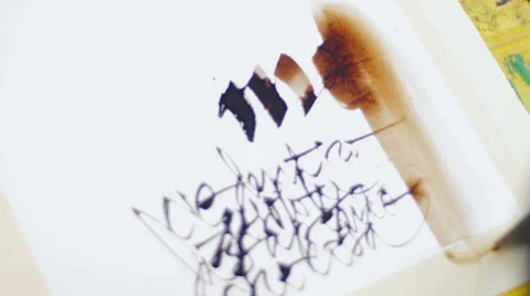 Painter drawing stylish calligraphy closeup 스톡 동영상 59221867
