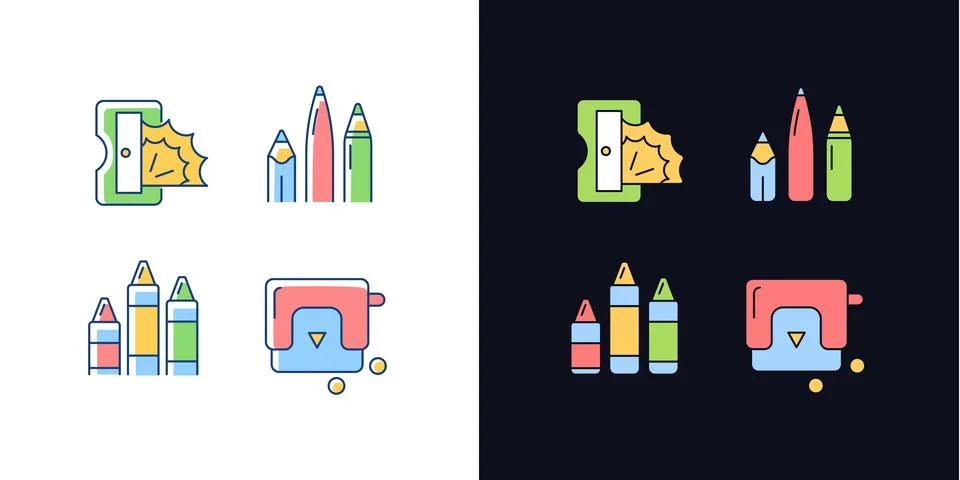 Painter essentials light and dark theme RGB color icons set Stock Illustration