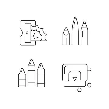 Painter essentials linear icons set Stock Illustration