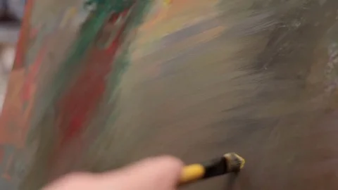 Painter In Her Shop Working On A New Painting Stock Footage 83910012