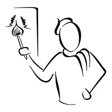 Painter with his work Stock Illustration