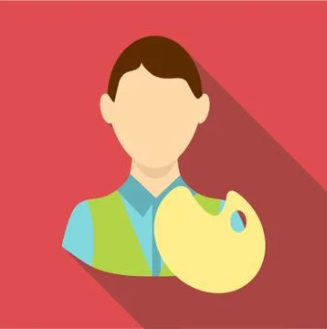 Painter icon, flat style Stock Illustration