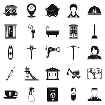 Painter icons set, simple style Illustrazione stock